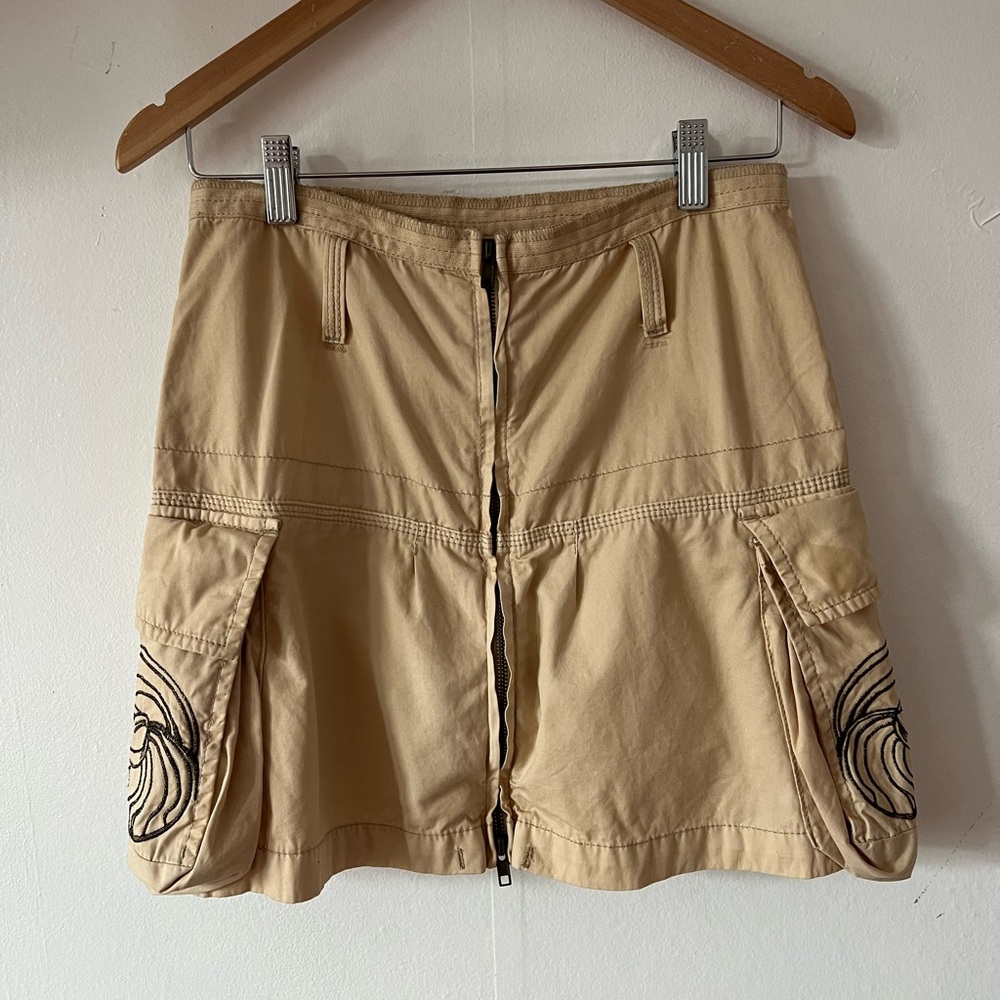 VTG 2000 Mavi cargo mini skirt Small embroidered pockets zip cowgirl grunge punk
